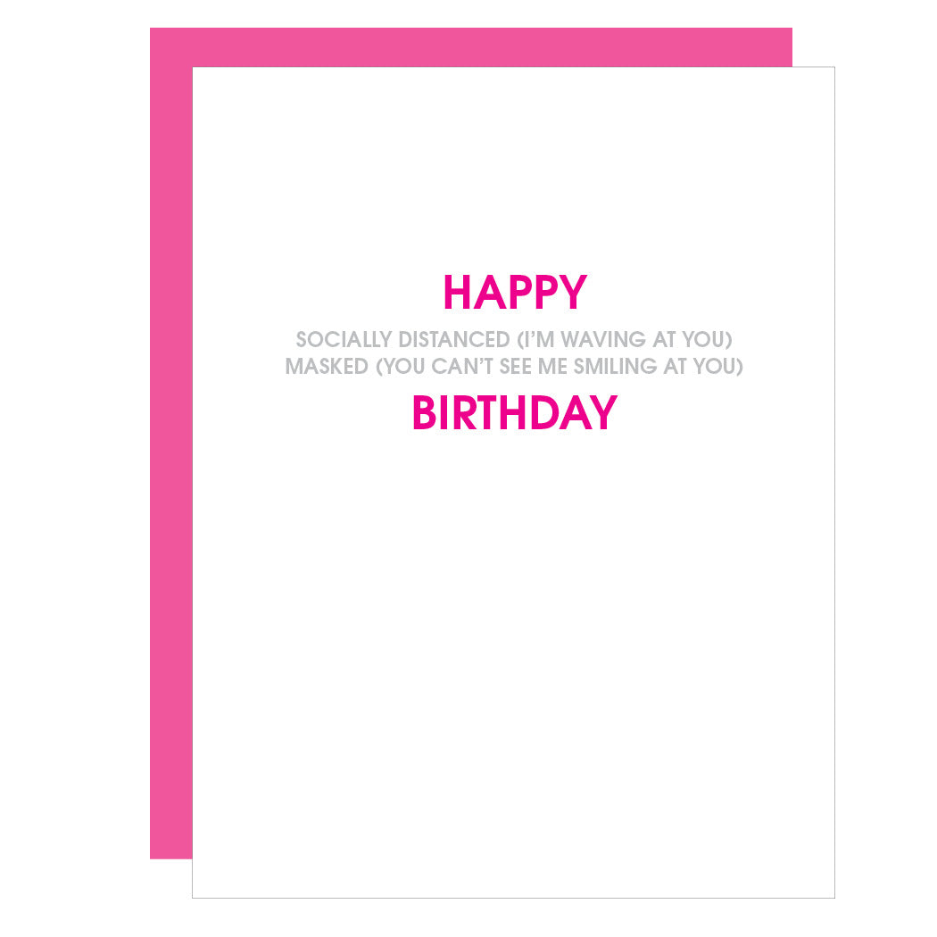 Happy Socially Distanced Birthday  | Funny Covid Birthday Letterpress Card