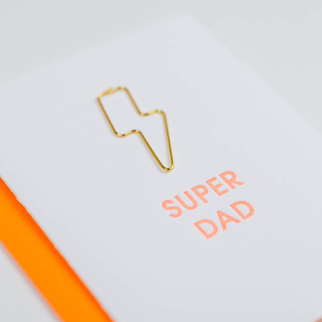 Super Dad - Lightning Bolt Paper Clip Letterpress Card