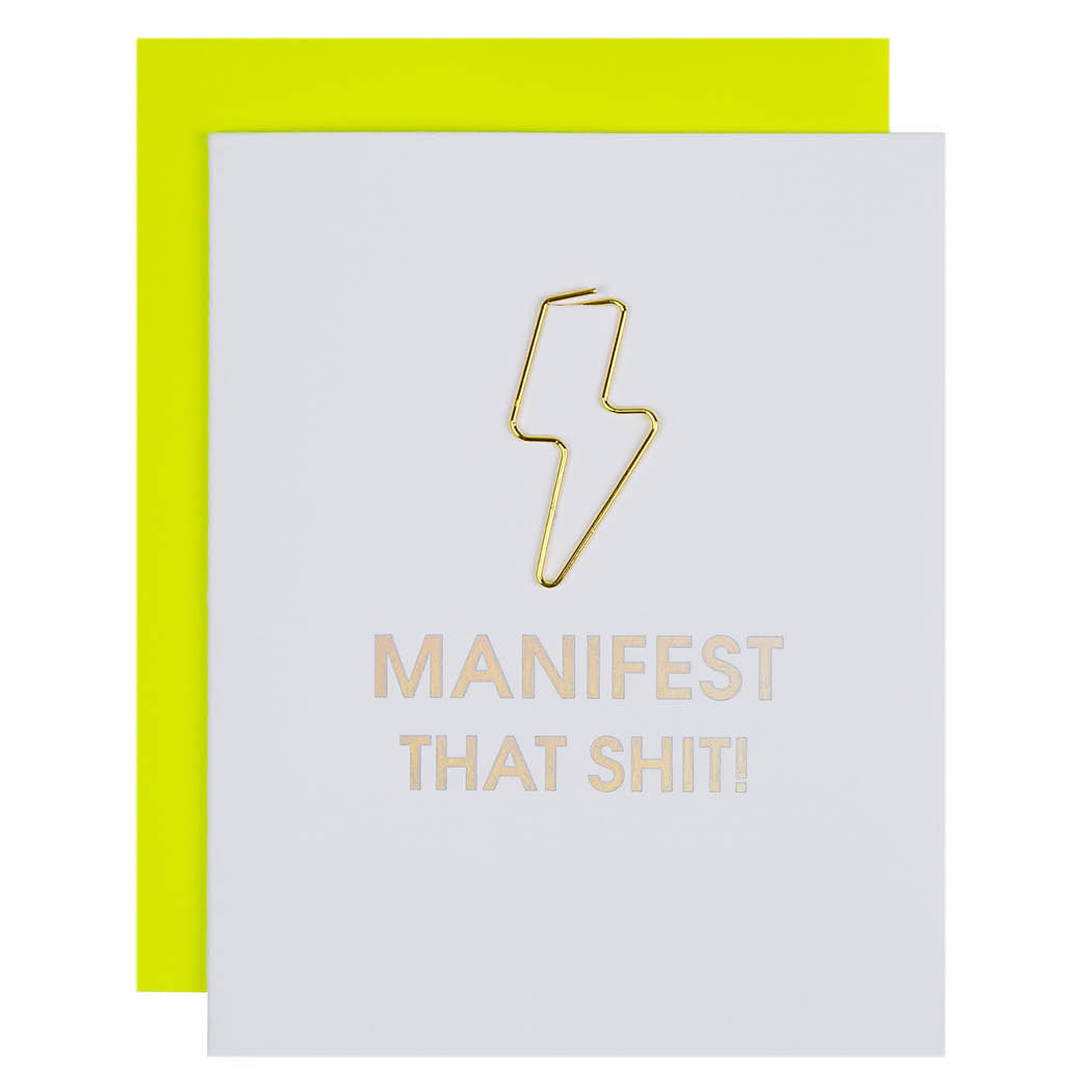 Manifest that Shit - Paper Clip Letterpress Card