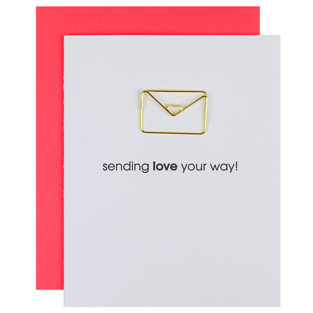 Sending Love Your Way -  Paper Clip Letterpress Card