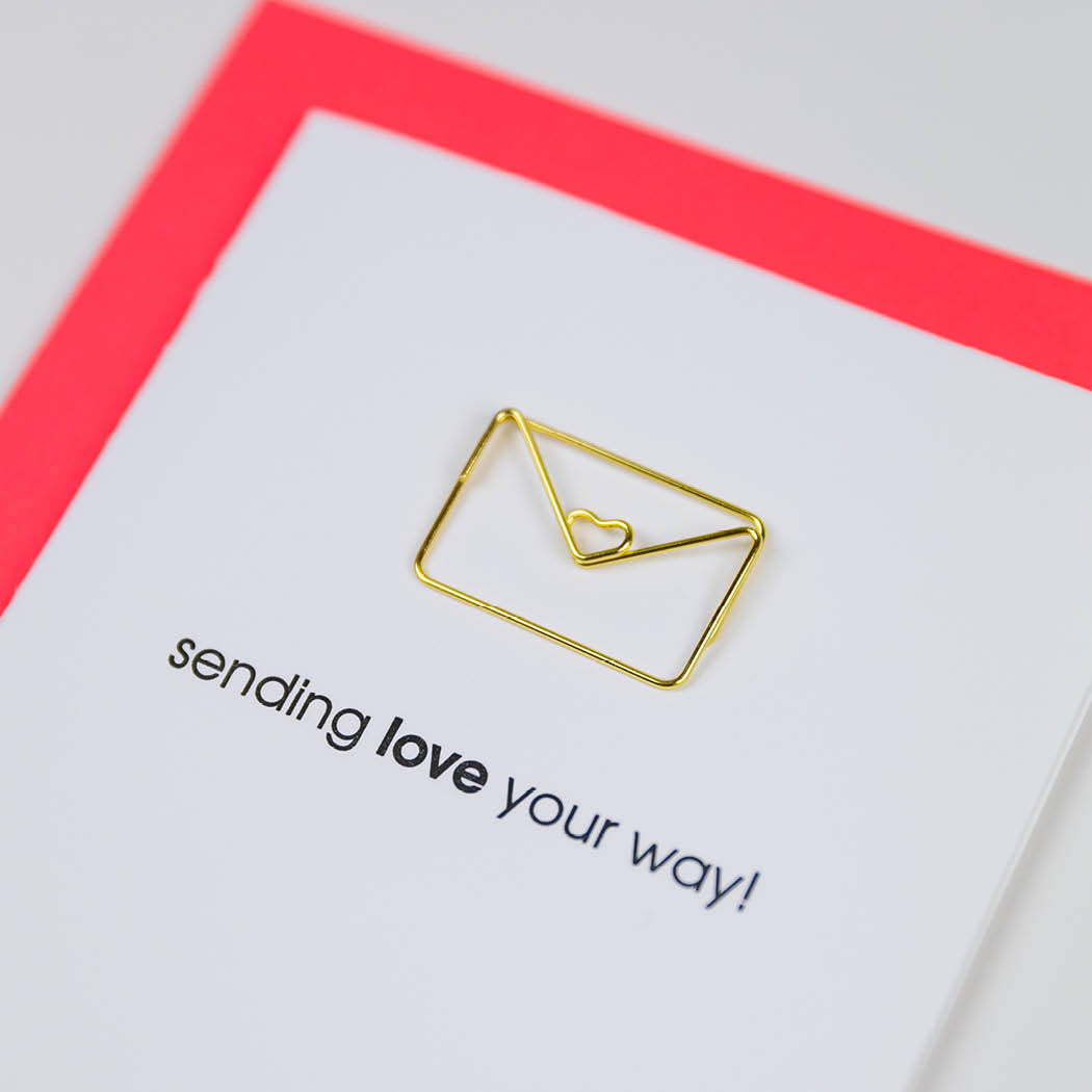 Sending Love Your Way -  Paper Clip Letterpress Card