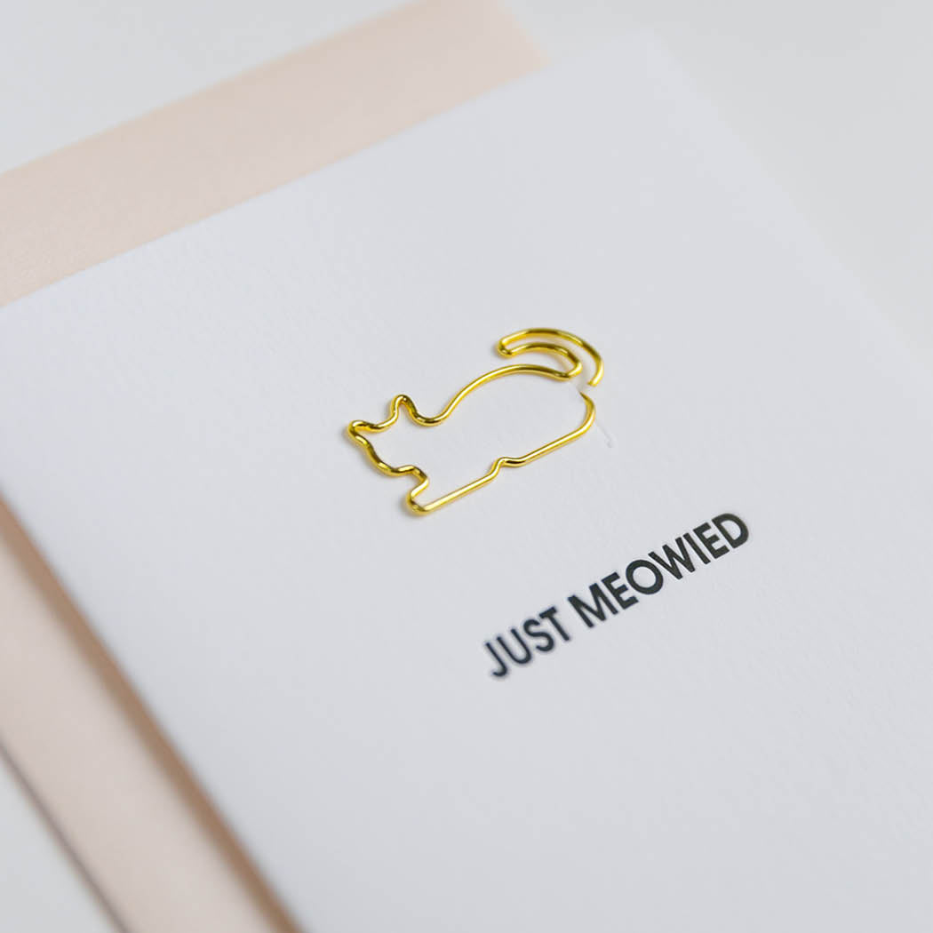 Just Meowied - Cat Paper Clip Letterpress Card