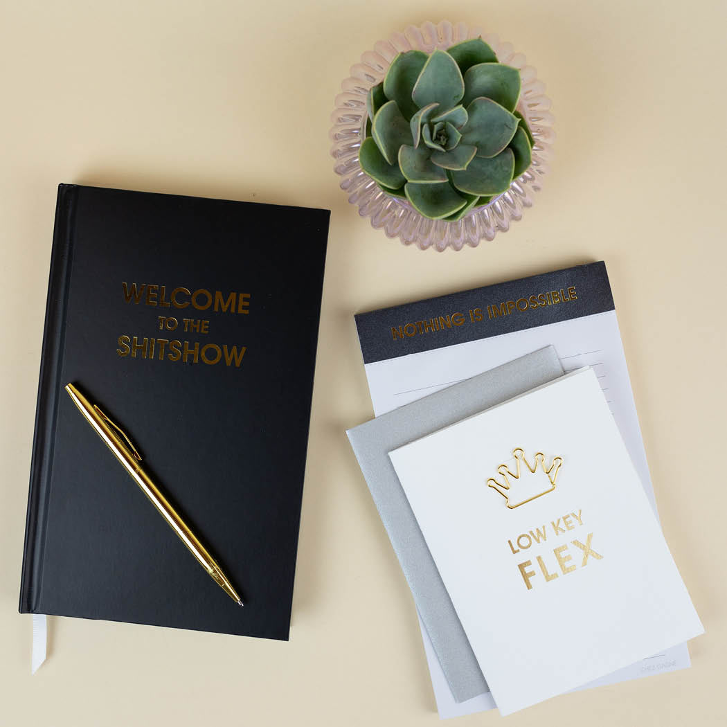 Low Key Flex  - Crown Paper Clip Letterpress Card