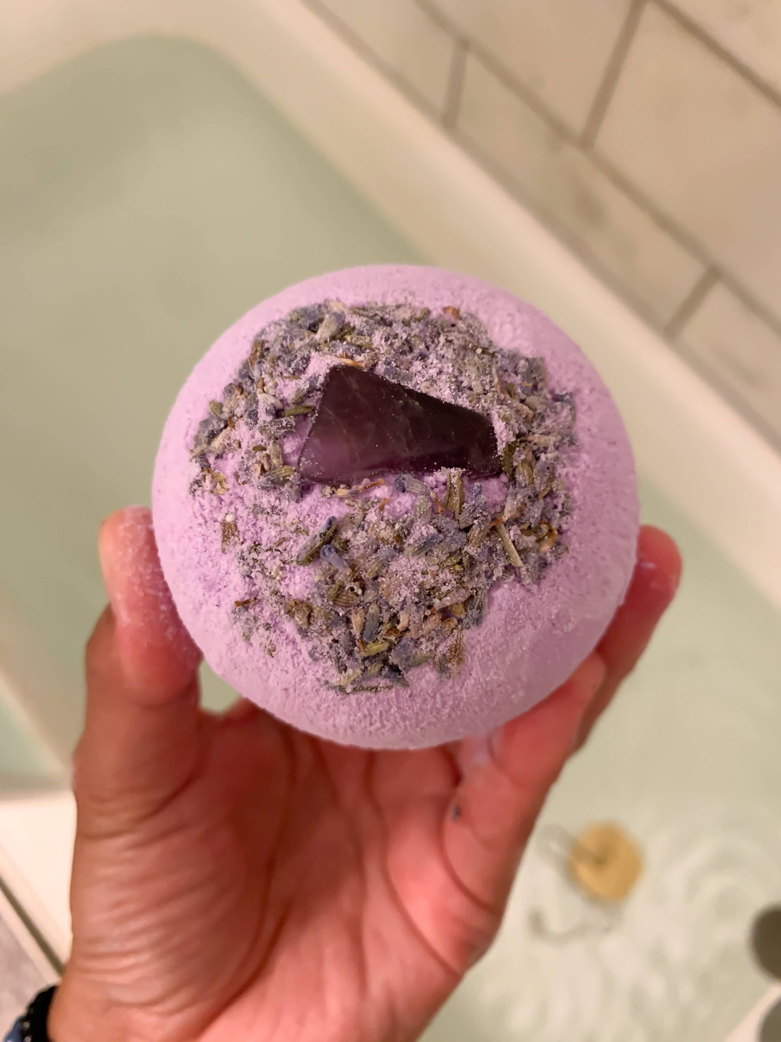 Third Eye Crystal Bath Bomb for Intuition by Self Goddess. Amtheyst Crystal Infused Bath Bomb.