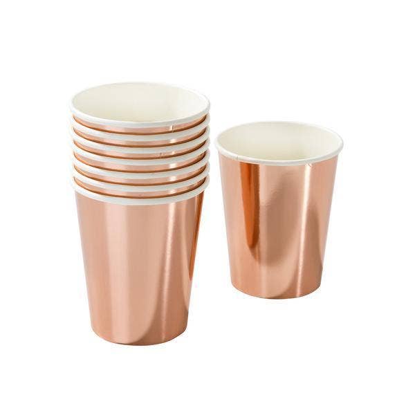 Rose Gold Party Porcelain Cups by Talking Tables. Wedding Shower Decor. Bachelorette Party Decor. Brunch Decor. Rose Gold Disposable Cups