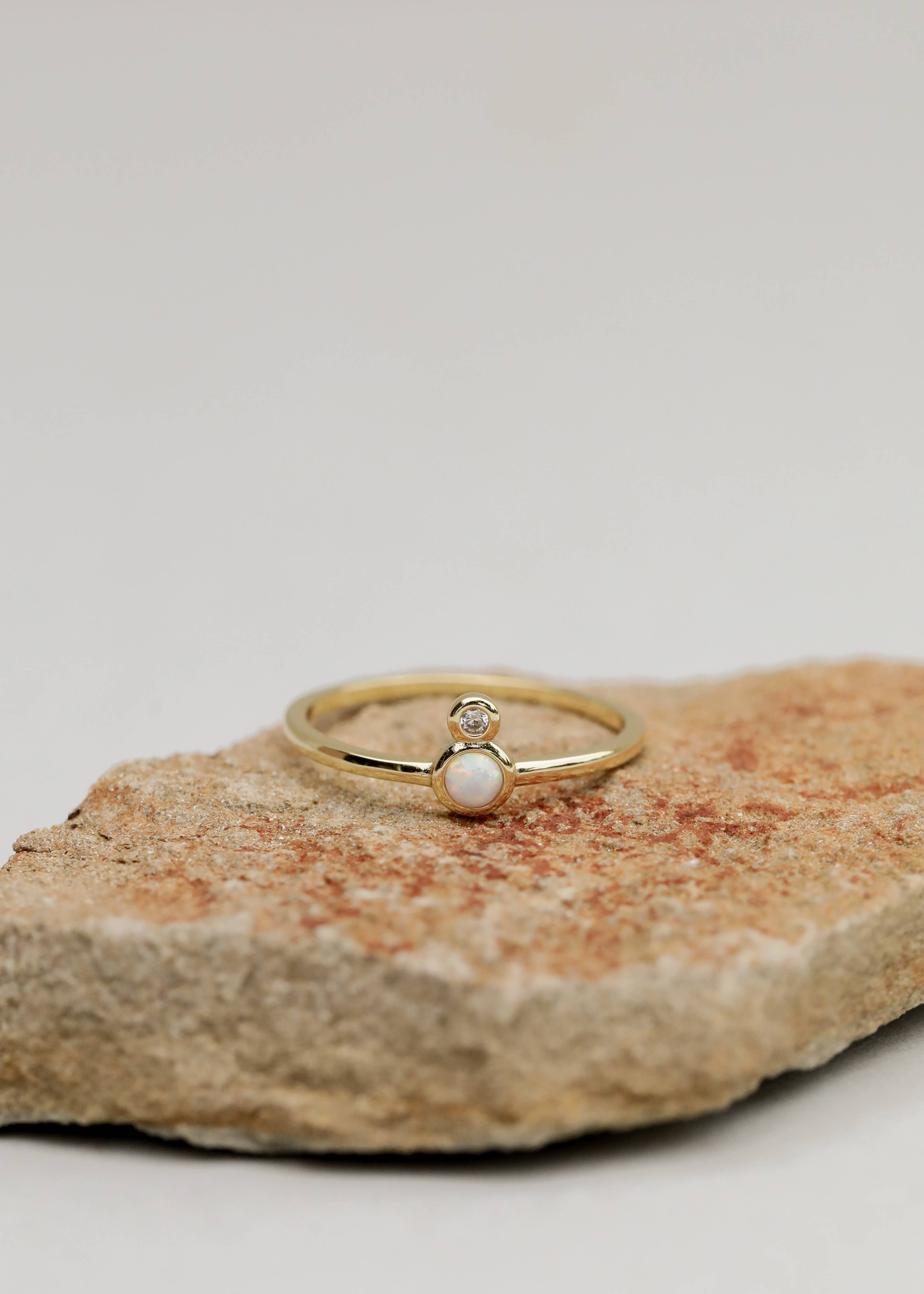 Opal Infinity Ring by JaxKelly. Opal and CZ ring. Crown chakra ring. Dainty stacking ring. Gold stacking ring. Minimal gold ring. Gold dainty ring.