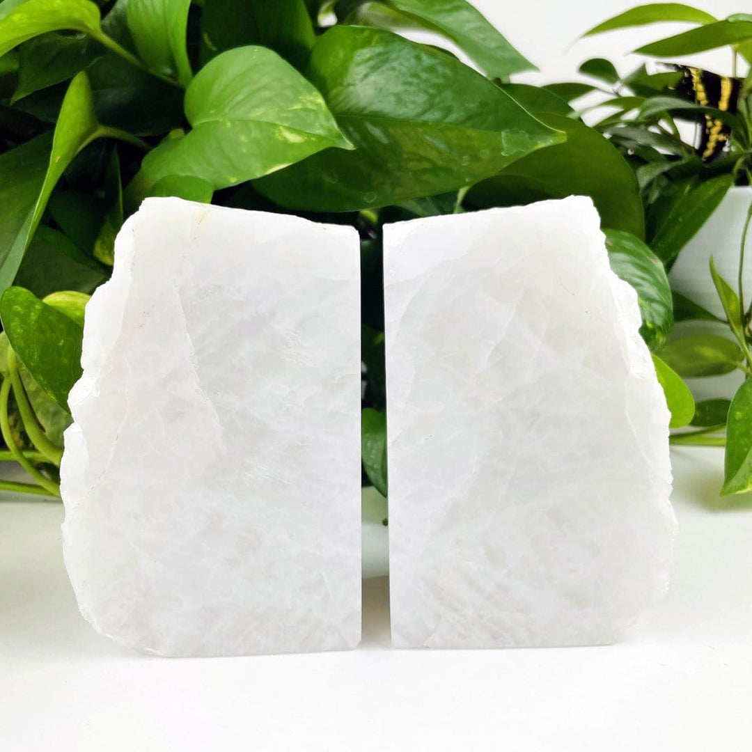 Stone Bookends - Polished Crystal Quartz Bookend Set