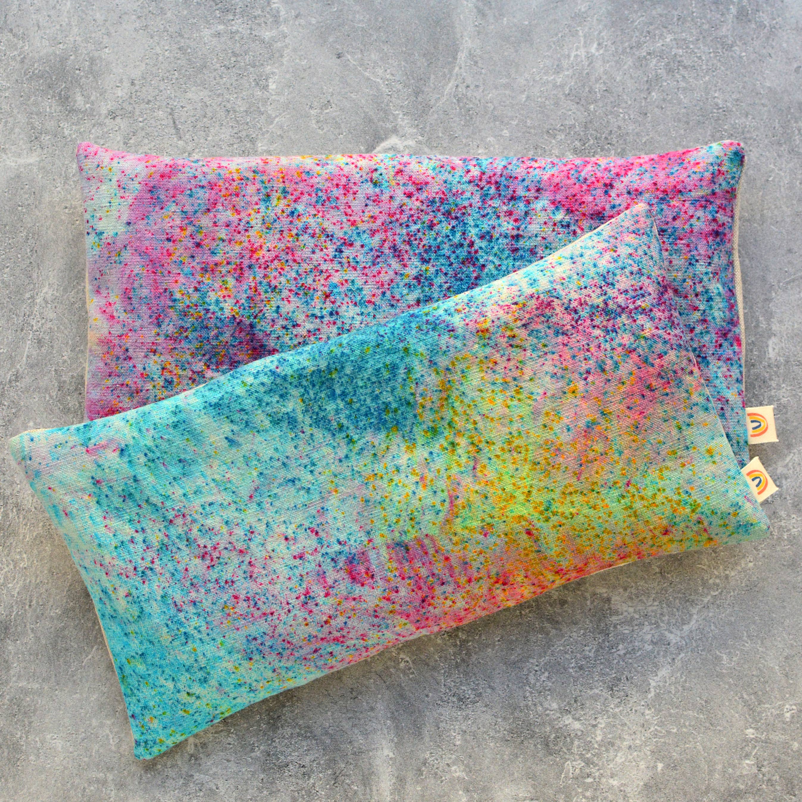 Weighted Eye Pillow in Bright Dust Dye Rainbow by Minor Thread. Lavender Eye Pillow