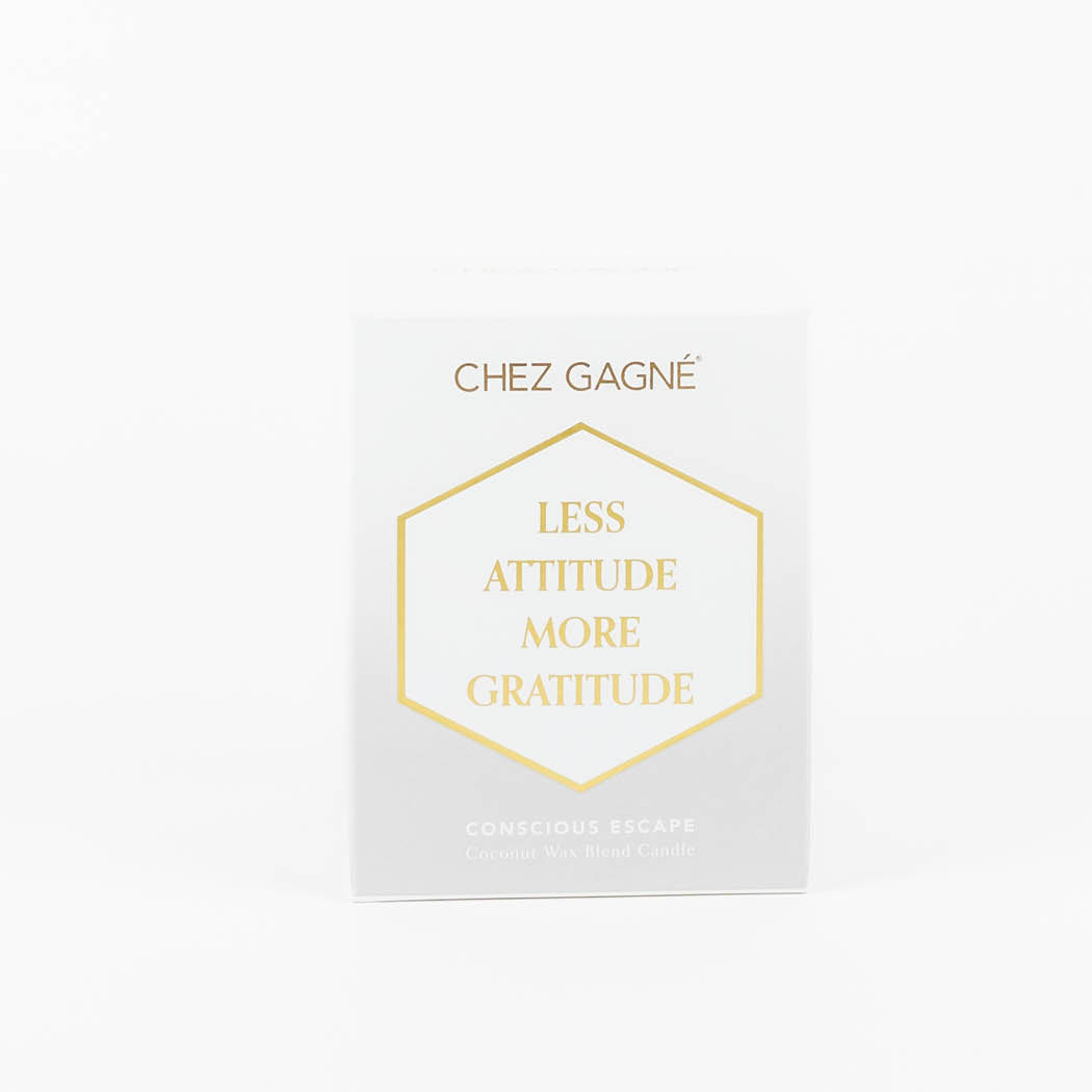 Less Attitude More Gratitude - Painted Candle in Gift Box