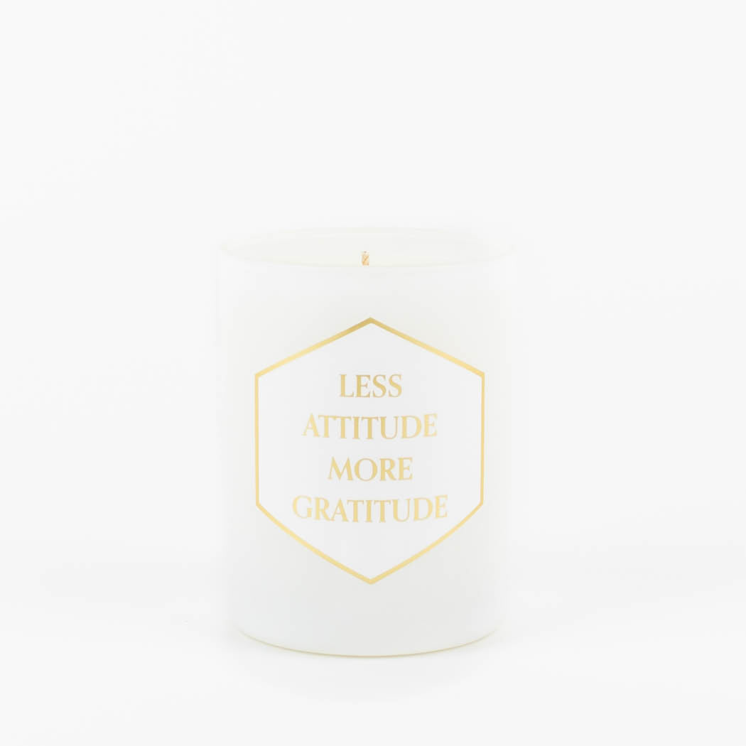 Less Attitude More Gratitude - Painted Candle in Gift Box