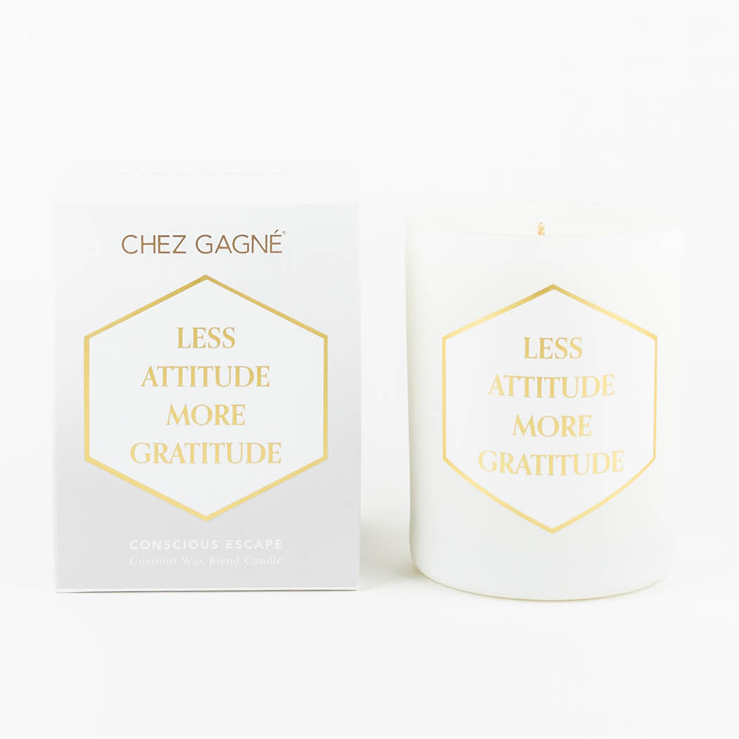 Less Attitude More Gratitude - Painted Candle in Gift Box