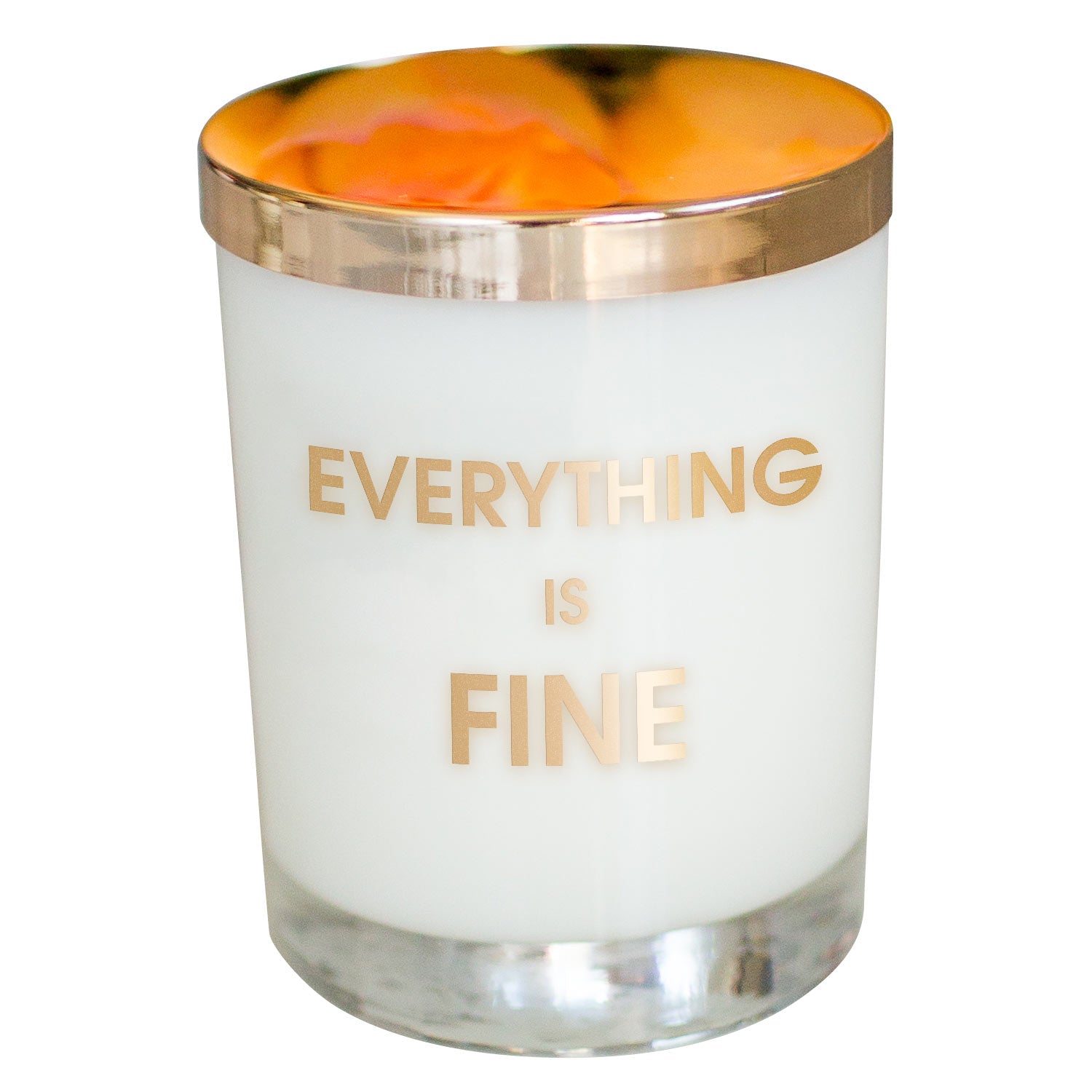 Chez Gagne Chez Gagné Everything is Fine Candle- Gold Foil Rocks Glass