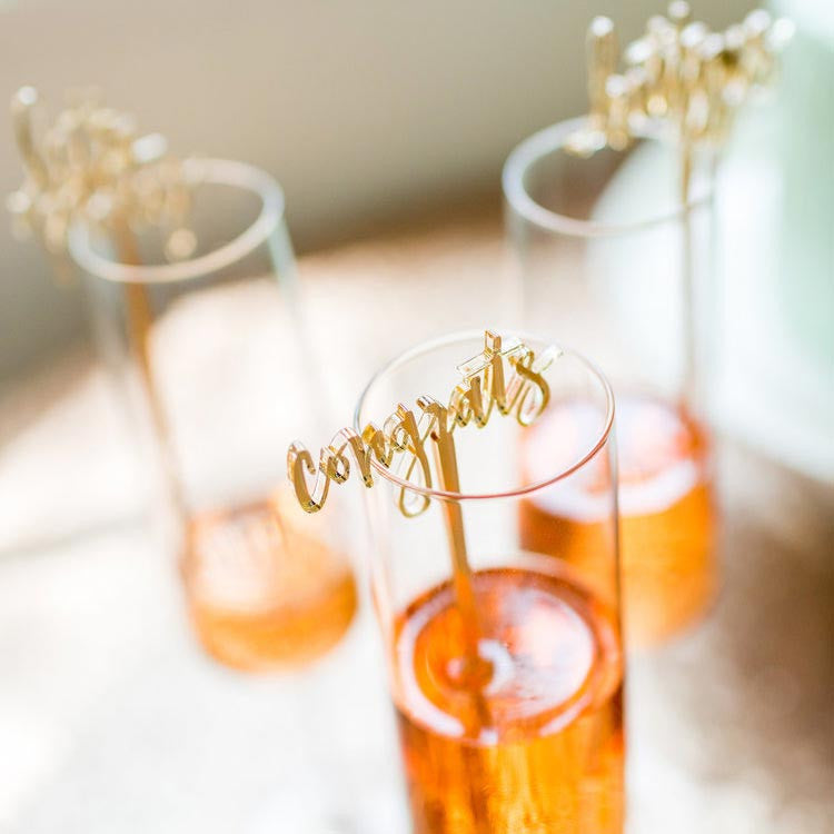 Congrats Gold Acrylic Cocktail Stirrer
