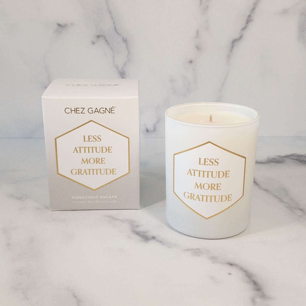 Less Attitude More Gratitude - Painted Candle in Gift Box