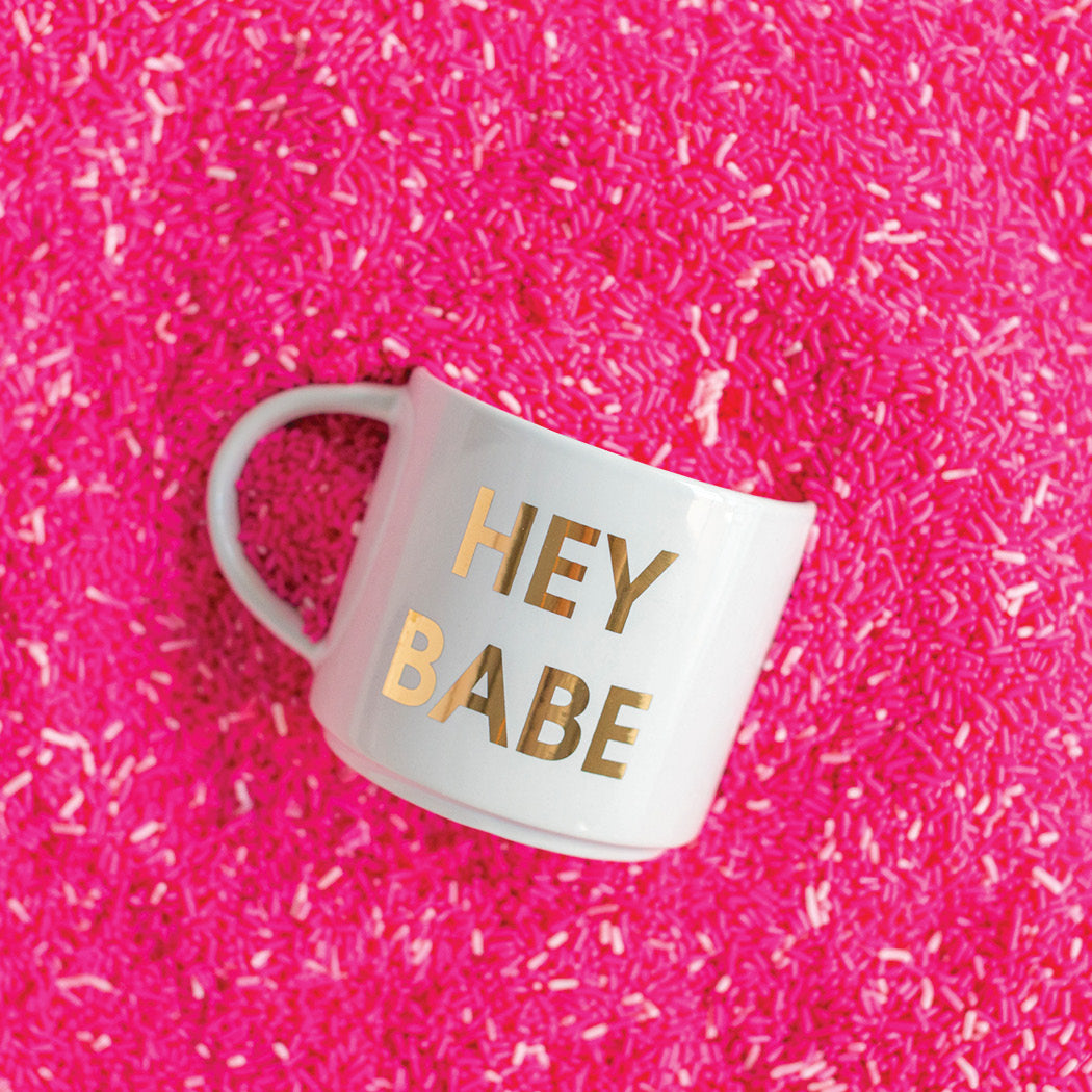 Hey Babe Gold Foil Jumbo Coffee Mug by Chez Gagné