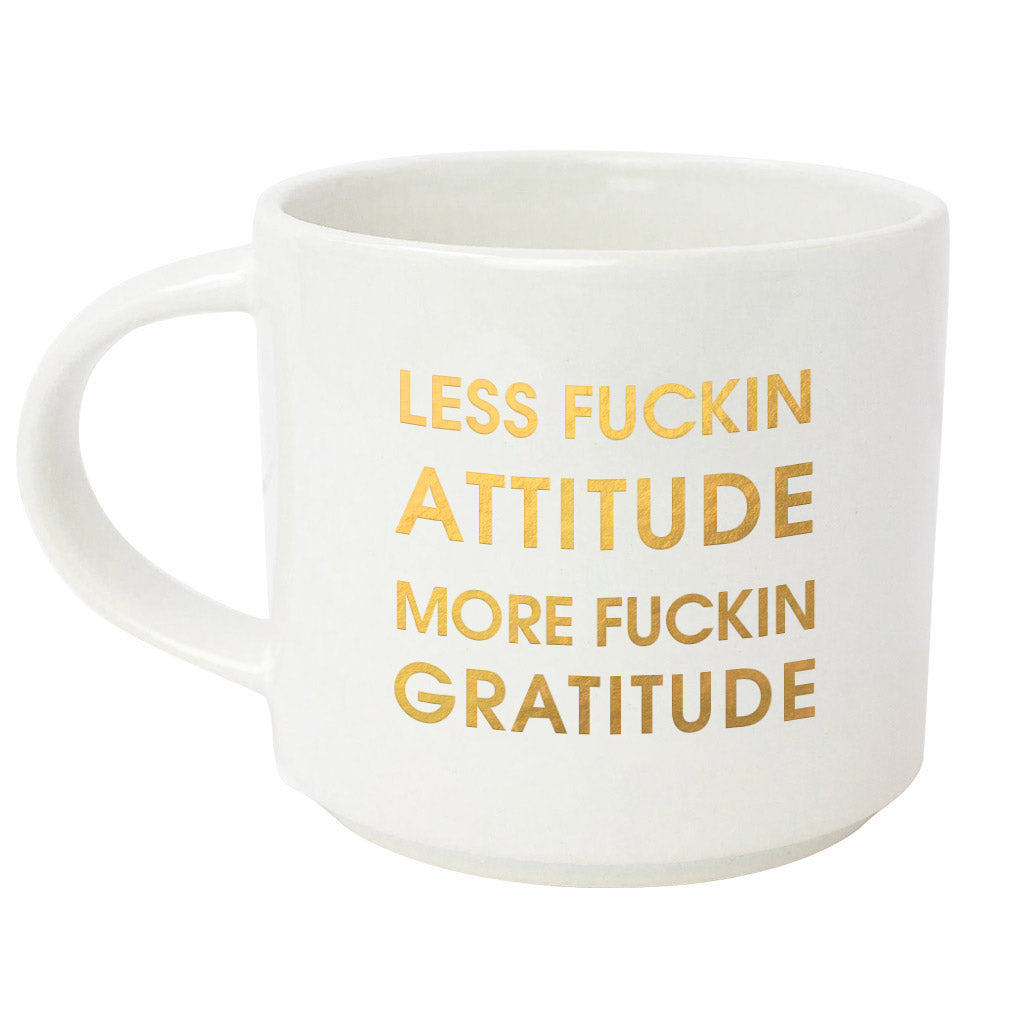 Less Fucking Attitude More Fucking Gratitude Metallic Gold Mug (Slight Imperfections)