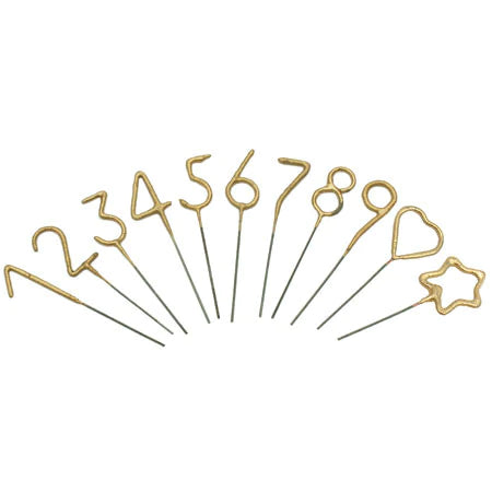 Mini Gold Number Sparkler Wand 4" by TOPS Malibu. Number Candle Sparklers. Shape Candle Sparklers. Celebration Sparklers for all occasions