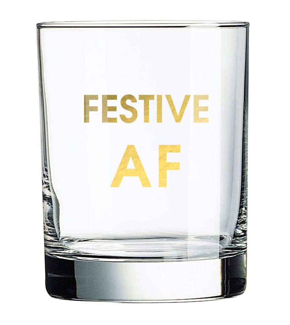 Festive AF Rocks Glass (Slight Imperfections)