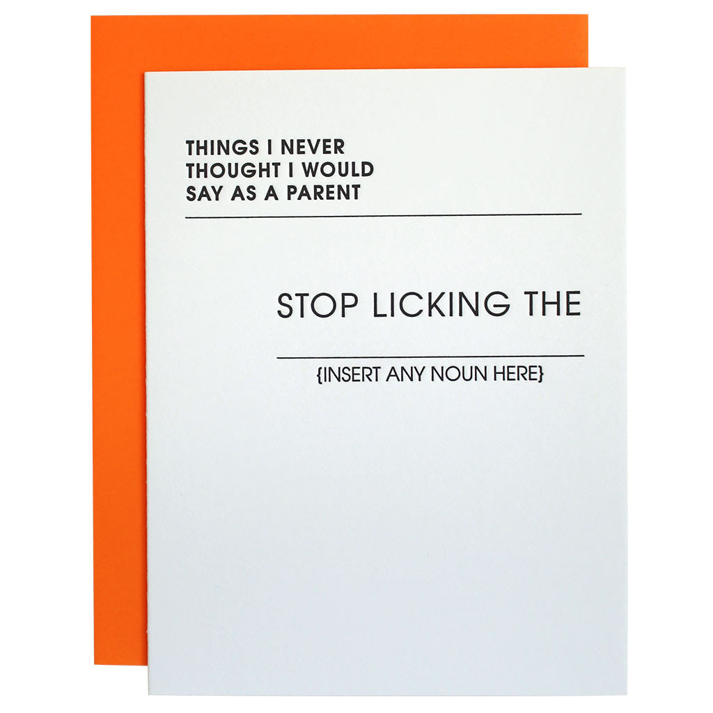 Stop Licking the Blank Letterpress Card