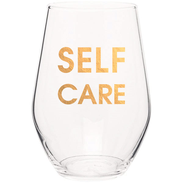 Chez Gagne Chez Gagné Self Care - Gold Foil Stemless Wine Glass Media