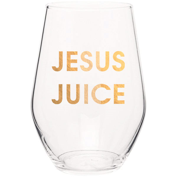 Jesus Juice - Gold Foil Stemless Wine Glass (Slight Imperfections)