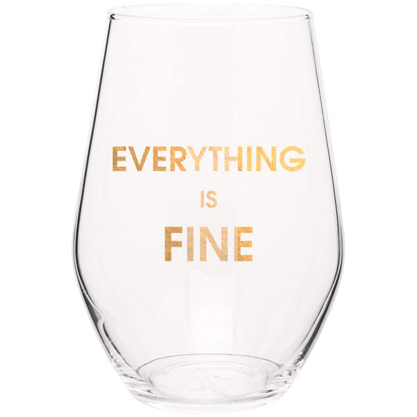 Chez Gagne Chez Gagné Everything is Fine - Gold Foil Stemless Wine Glass