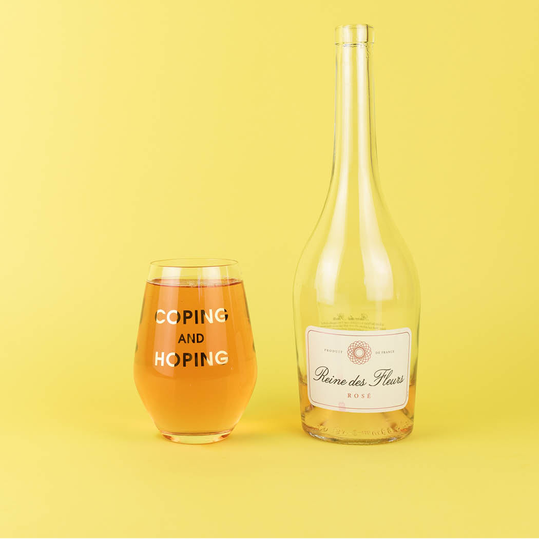 Coping and Hoping - Gold Foil Stemless Wine Glass