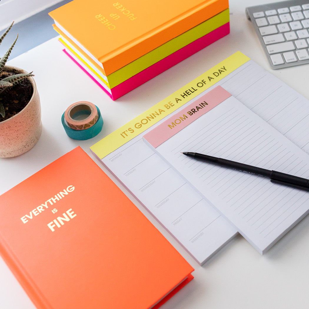 Everything is Fine - Neon Red Hardcover Journal