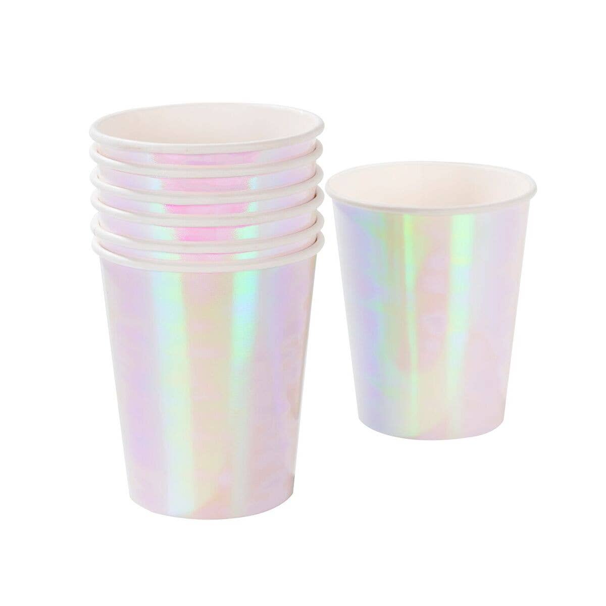We Heart Pastel Iridescent Paper Cups - 12 Pack by Talking Tables. Unicorn Party Paper Cups. Mermaid Party Disposable Cups. Decor for Bachelorette Party. Wedding Decor