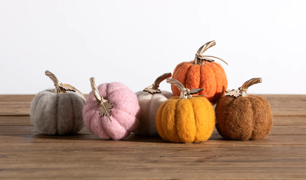 Set of 3 Felt Pumpkins in Bold Colors by shiraleah. Pumpkins for table decor. Halloween Pumpkins. Halloween decorations. Fall decorations for home. Thanksgiving decor. Autumn decor.