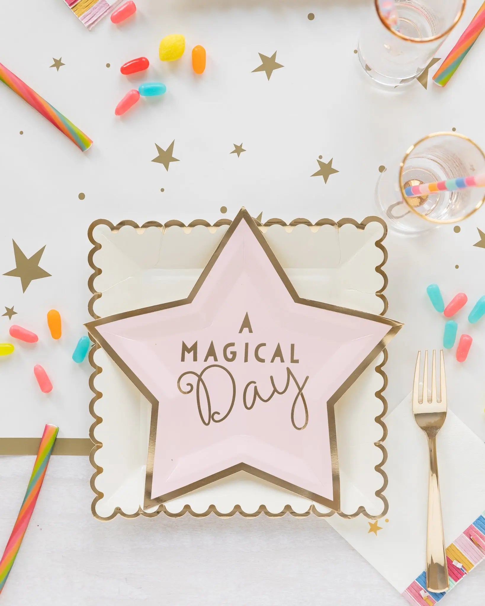 Magical Star 7" Plates by My Mind’s Eye. Magical Day Paper Plates. Pink Plates. Baby Shower Plates. Celebration Plates