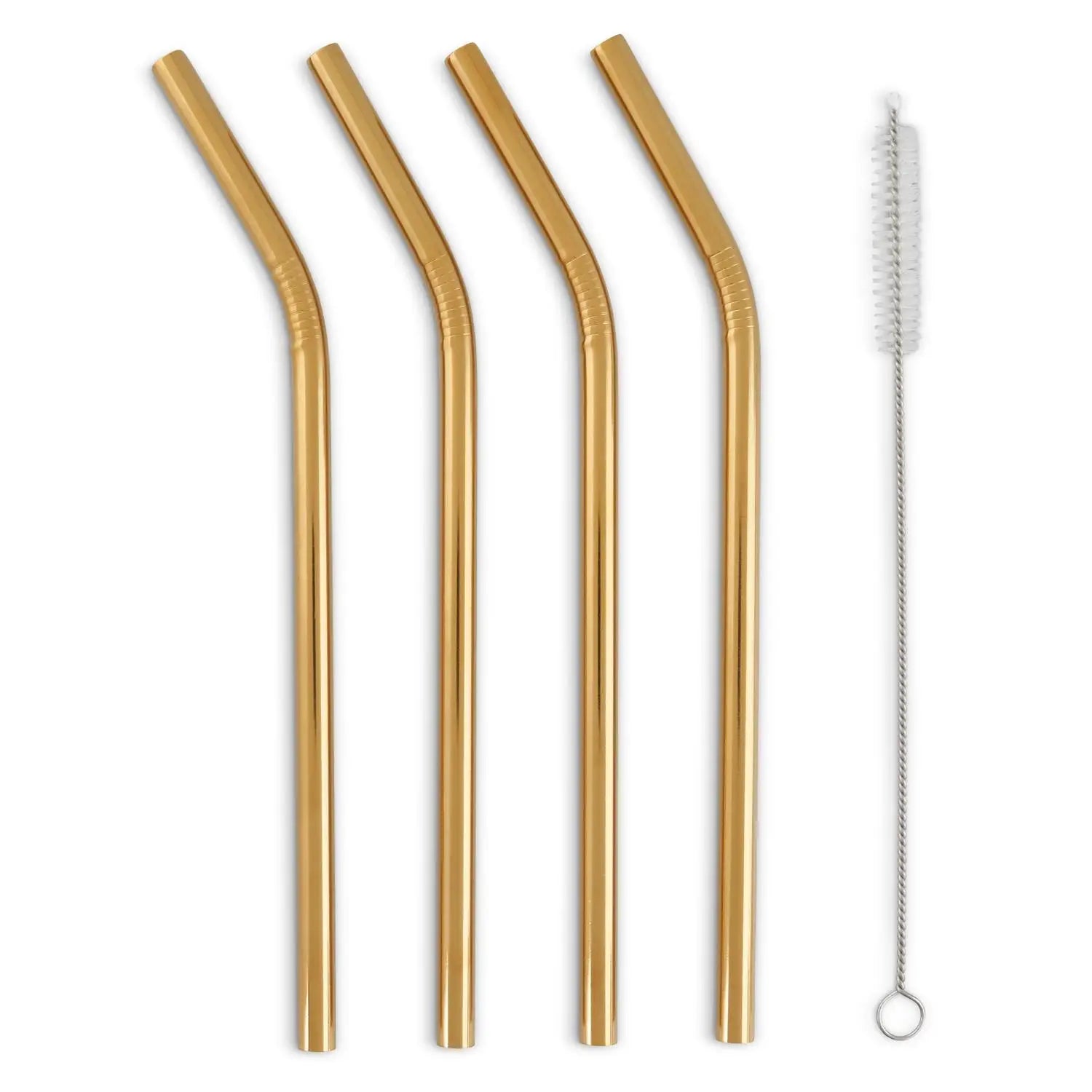 Reusable Gold Stainless Steel Metal Straws by UBERSTAR. Reusable gold metal straws. Metal straw for smoothies. Metal straws for cocktails