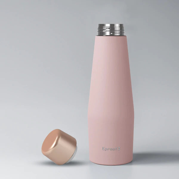 Pink Stainless Steel Double Wall Insulated Water Bottle by Proof. Stainless Steel Water Bottle. Pink Water Bottle.