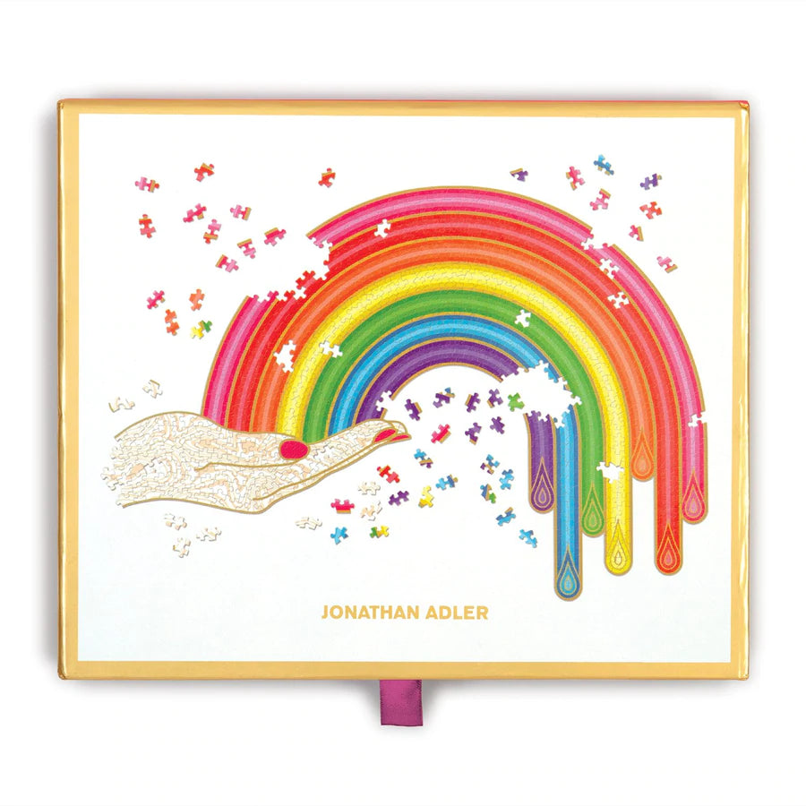 Rainbow Hand 750 Piece Puzzle by Jonathan Adler. Gold Foil Puzzle. Rainbow Puzzle. Pride Puzzle.