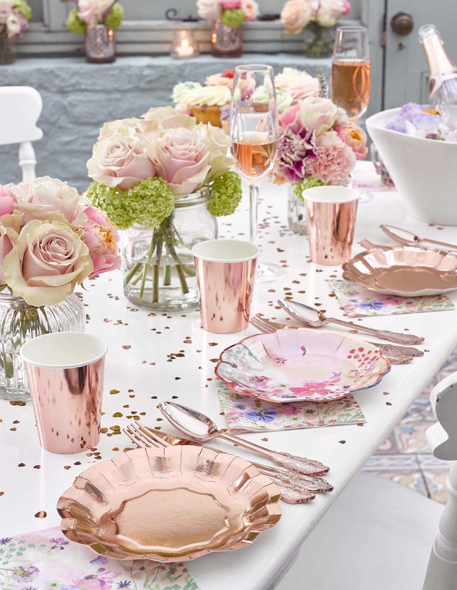 Rose Gold Party Porcelain Cups by Talking Tables. Wedding Shower Decor. Bachelorette Party Decor. Brunch Decor. Rose Gold Disposable Cups