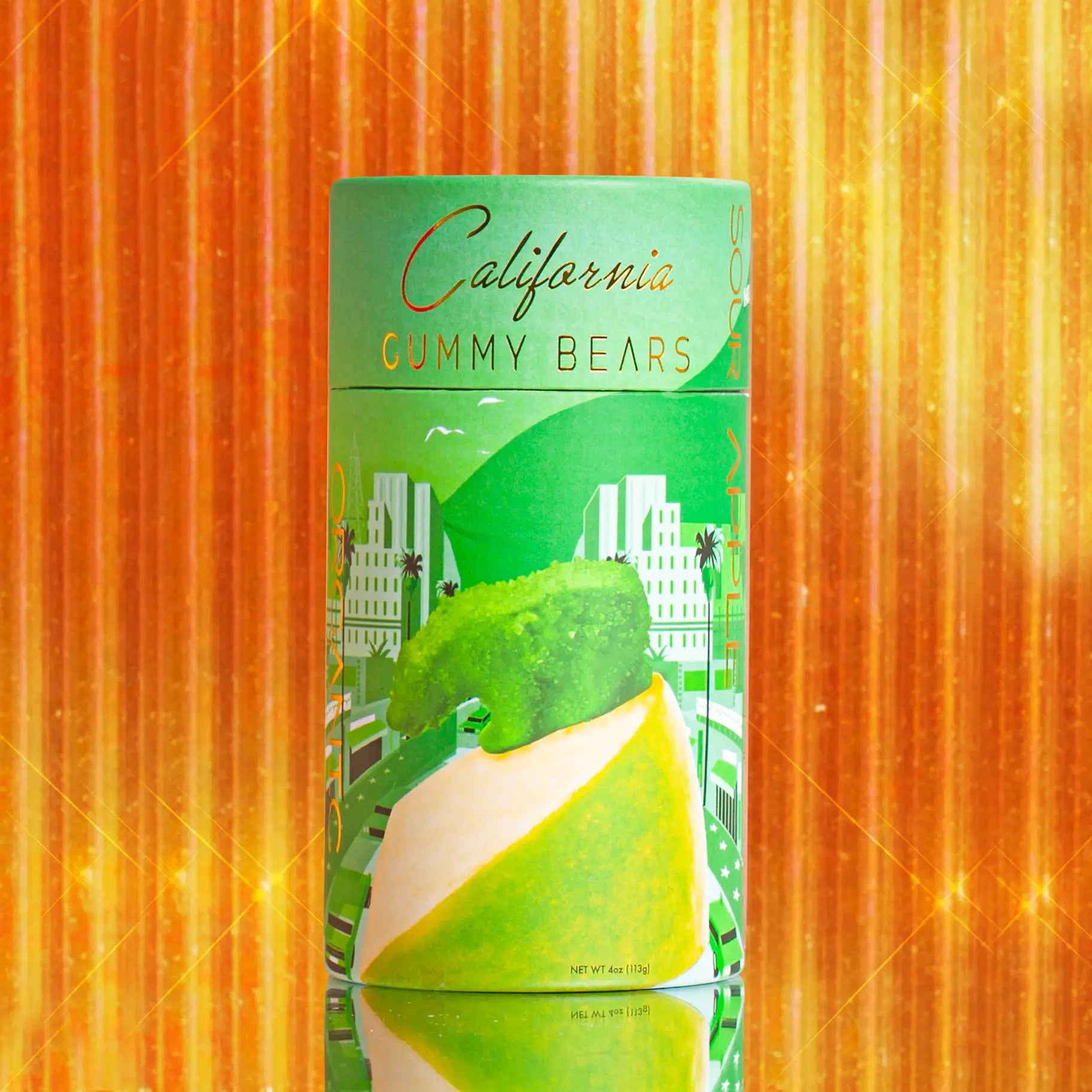 Hollywood Sour Apple Gummy Bears by California Gummy Bears. Vegan Gummy Bears. Organic Gummy Bears. Corn Syrup Free Gummy Bears. Sour Apple Gluten Free Gummy Bears.